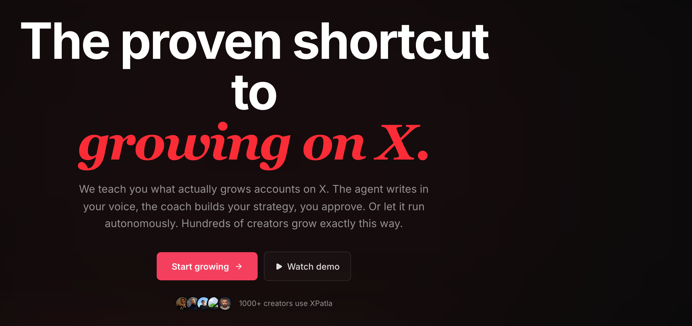 xpatla.com homepage: 'The proven shortcut to growing on X'